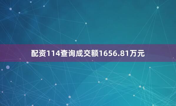 配资114查询成交额1656.81万元
